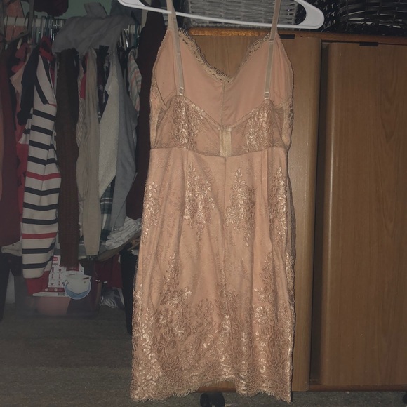Formal Pink/Champagne Floral Detailed Dress - Picture 2 of 2